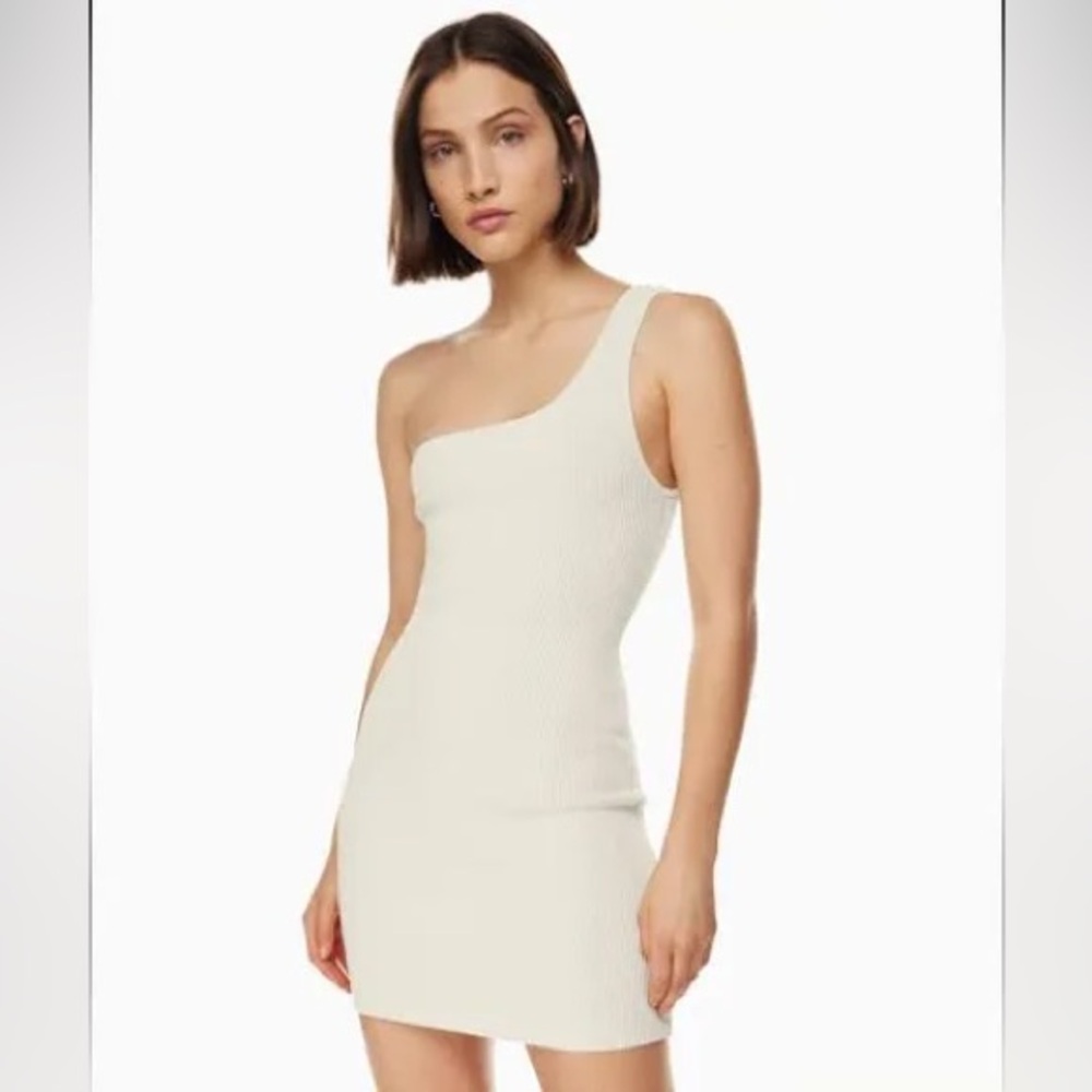 Aritzia Babaton Sculpt Knit Dress One Shoulder, Ribbed, Women's Size Large